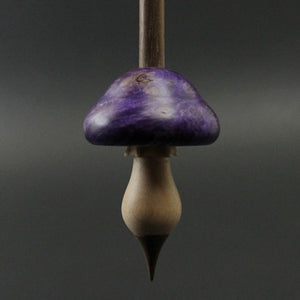 Mushroom support spindle in hand dyed maple burl and walnut