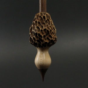 Morel mushroom support spindle in maple and walnut