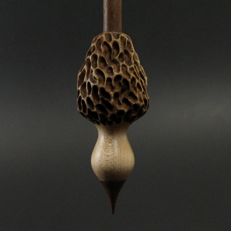 Morel mushroom support spindle in maple and walnut