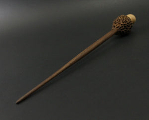 Morel mushroom support spindle in maple and walnut