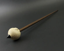 Load image into Gallery viewer, Sheep support spindle in holly and walnut (&lt;font color=&quot;red&quot;&lt;b&gt;RESERVED&lt;/b&gt;&lt;/font&gt; for Susan)