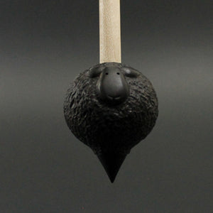 Sheep support spindle in Indian ebony and curly maple
