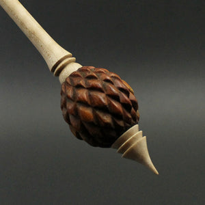 Dragon egg bead spindle in cocobolo and curly maple (<font color="red"<b>RESERVED</b></font> for Tatiana)