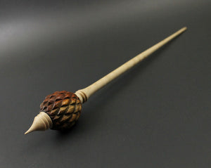 Dragon egg bead spindle in cocobolo and curly maple (<font color="red"<b>RESERVED</b></font> for Tatiana)