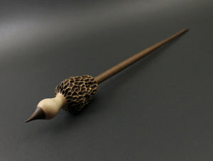 Morel mushroom support spindle in maple and walnut