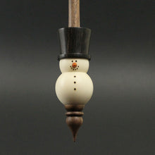 Load image into Gallery viewer, Snowman support spindle in holly, Indian ebony, and walnut (&lt;font color=&quot;red&quot;&lt;b&gt;RESERVED&lt;/b&gt;&lt;/font&gt; for anjelawolfe)