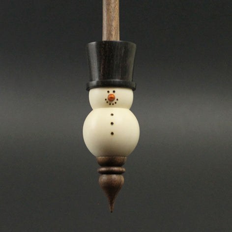 Snowman support spindle in holly, Indian ebony, and walnut (<font color=