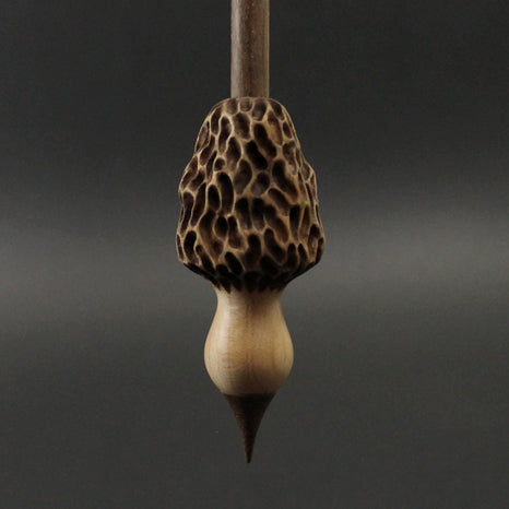 Morel mushroom support spindle in maple and walnut