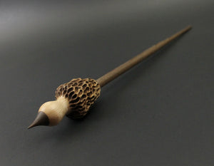 Morel mushroom support spindle in maple and walnut