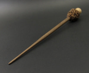 Morel mushroom support spindle in maple and walnut