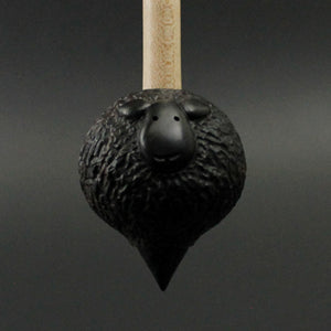 Sheep support spindle in Indian ebony and curly maple