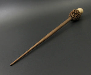 Morel mushroom support spindle in maple and walnut