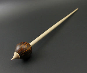 Egg bead spindle in cocobolo and curly maple