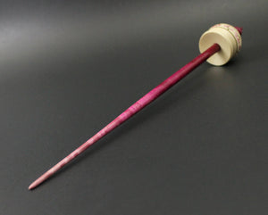 Cauldron spindle in holly and hand dyed curly maple