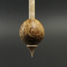 Load image into Gallery viewer, Egg bead spindle in maple burl and curly maple (&lt;font color=&quot;red&quot;&lt;b&gt;RESERVED&lt;/b&gt;&lt;/font&gt; for Laurel)