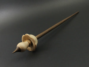 Mushroom support spindle in maple and walnut