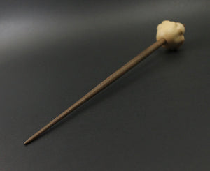 Mushroom support spindle in maple and walnut