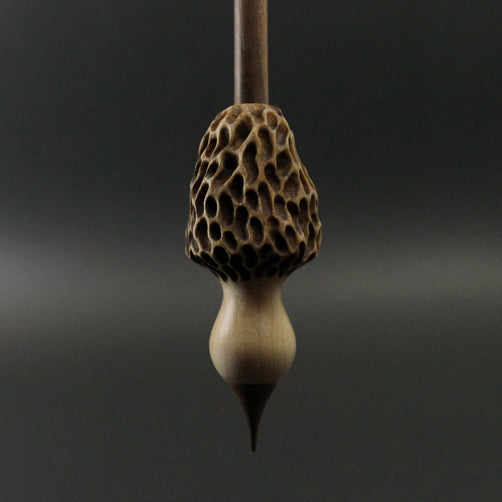 Morel mushroom support spindle in maple and walnut