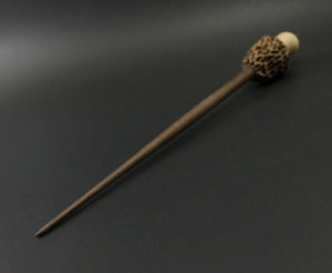 Morel mushroom support spindle in maple and walnut