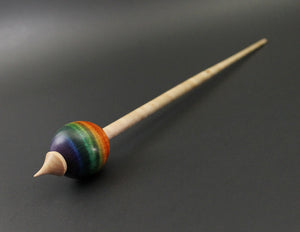 Egg bead spindle in hand dyed curly maple and curly maple