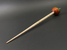 Load image into Gallery viewer, Egg bead spindle in hand dyed curly maple and curly maple