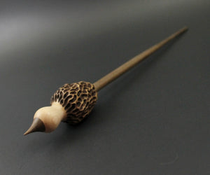 Morel mushroom support spindle in maple and walnut