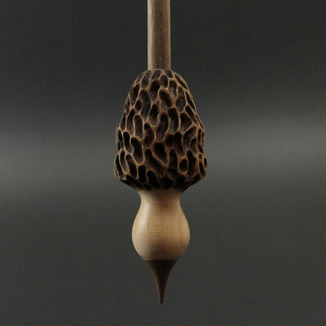 Morel mushroom support spindle in maple and walnut