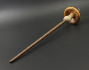 Drop spindle in yew, maple, and walnut