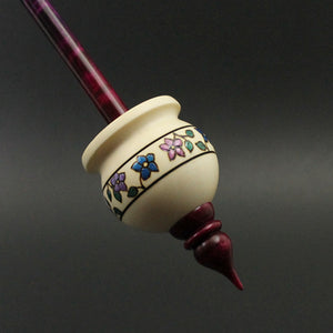Cauldron spindle in holly and hand dyed curly maple (<font color="red"<b>RESERVED</b></font> for Jennifer)