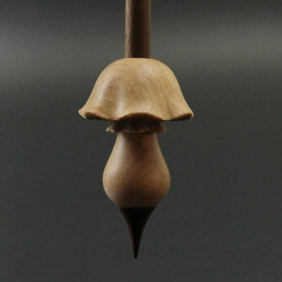 Mushroom support spindle in maple and walnut