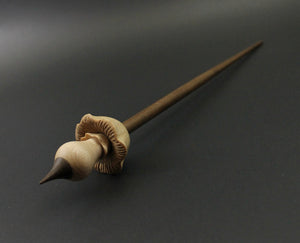 Mushroom support spindle in maple and walnut