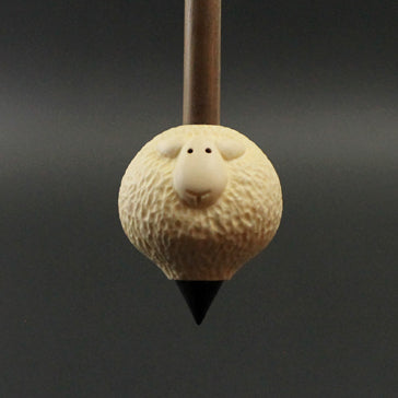 Sheep support spindle in holly and walnut