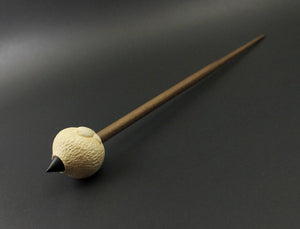 Sheep support spindle in holly and walnut