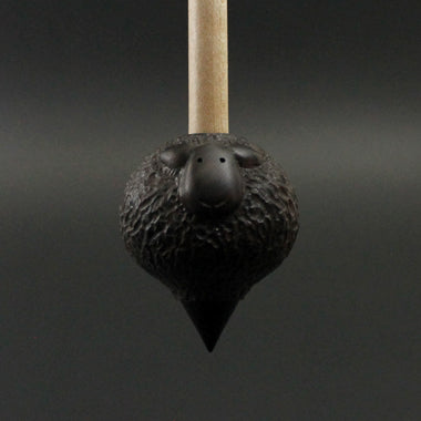 Sheep support spindle in Indian ebony and curly maple