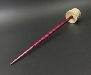 Teacup spindle in holly and hand dyed curly maple
