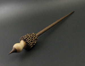 Morel mushroom support spindle in maple and walnut