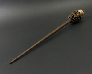 Morel mushroom support spindle in maple and walnut