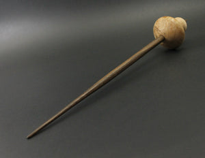 Mushroom support spindle in maple burl, maple, and walnut