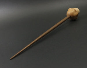 Mushroom support spindle in maple and walnut