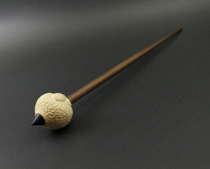 Sheep support spindle in holly and walnut