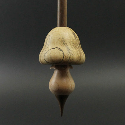 Mushroom support spindle in spalted tamarind, maple, and walnut