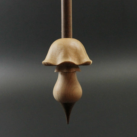 Mushroom support spindle in maple and walnut