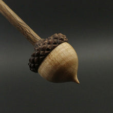 Load image into Gallery viewer, Acorn support spindle in curly maple and walnut