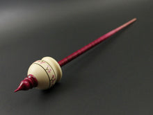 Load image into Gallery viewer, Cauldron spindle in holly and hand dyed curly maple