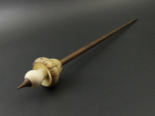 Load image into Gallery viewer, Mushroom support spindle in spalted tamarind, holly, and walnut (&lt;font color=&quot;red&quot;&lt;b&gt;RESERVED&lt;/b&gt;&lt;/font&gt; for Iris)