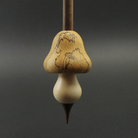 Mushroom support spindle in spalted tamarind, holly, and walnut (<font color=