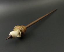 Load image into Gallery viewer, Mushroom support spindle in amboyna burl, holly, and walnut