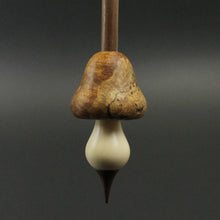 Load image into Gallery viewer, Mushroom support spindle in amboyna burl, holly, and walnut