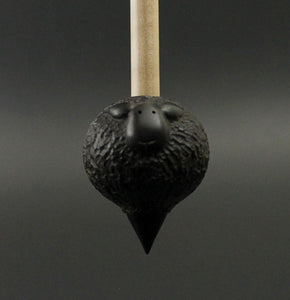 Sheep support spindle in Indian ebony and curly maple