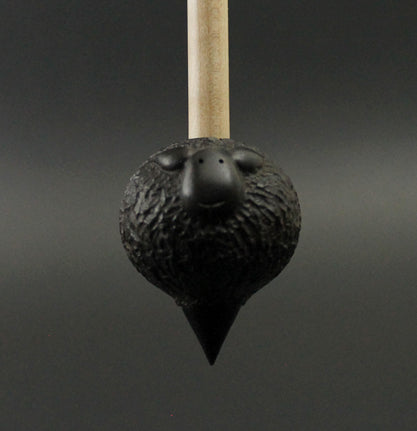 Sheep support spindle in Indian ebony and curly maple